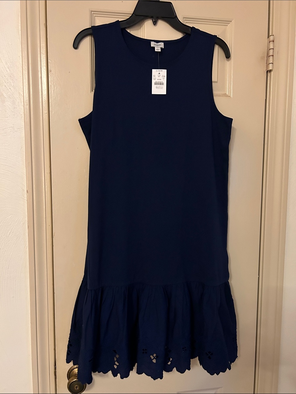 J. Crew Navy Sleeveless Eyelet-Hem Casual Dress - Picture 2 of 6